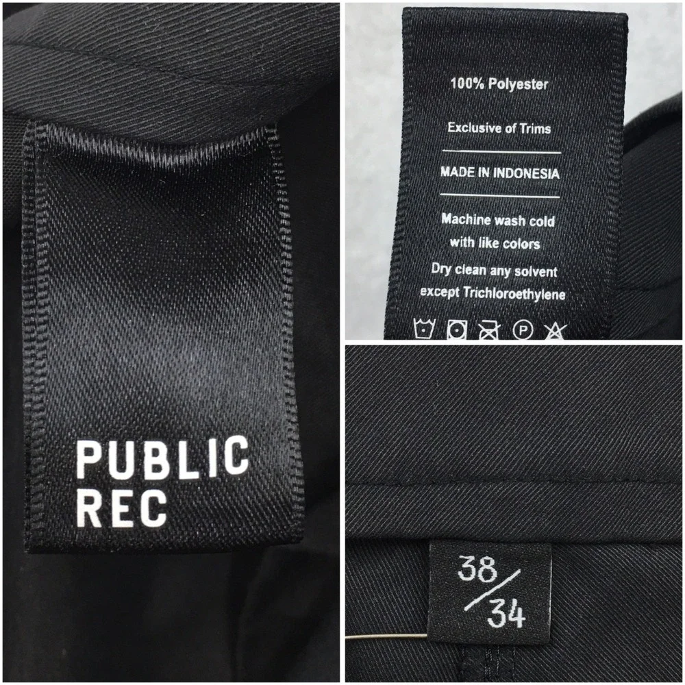 Public Rec Work to Play Pants Black Mens 38x34 Five Pocket Performance Trousers